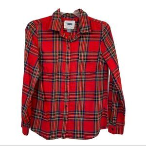 OLD NAVY Red Tartan Plaid Button down Flannel Size XS